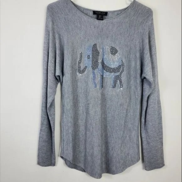 Accessories - Rachel Zoe Gray Bling Elephant Long Sleeve Womens Size S Cashmere Blend
